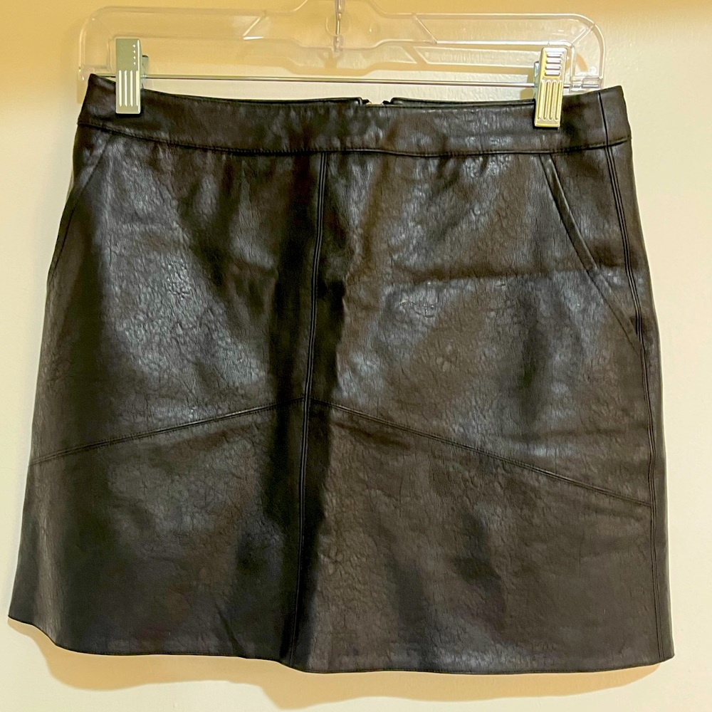 Lulu's Black Faux Leather Mini Skirt